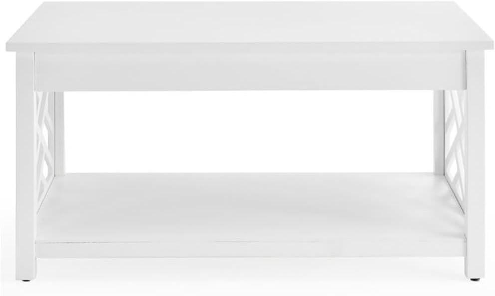 Alaterre Furniture Coventry 36 in. Solid Pine Wood Coffee Table, Traditional to Modern Design, Open-Detailing Accent Furniture, White