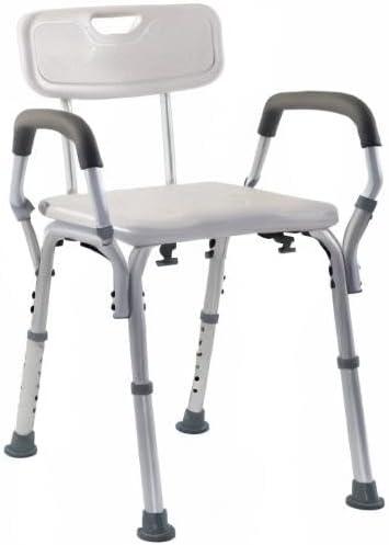 Essential Medical Supply Essential Medical Supply Height Adjustable Shower and Bath Bench with Padded Arms, Contoured Back and Textured Shower Chair Seat B3011