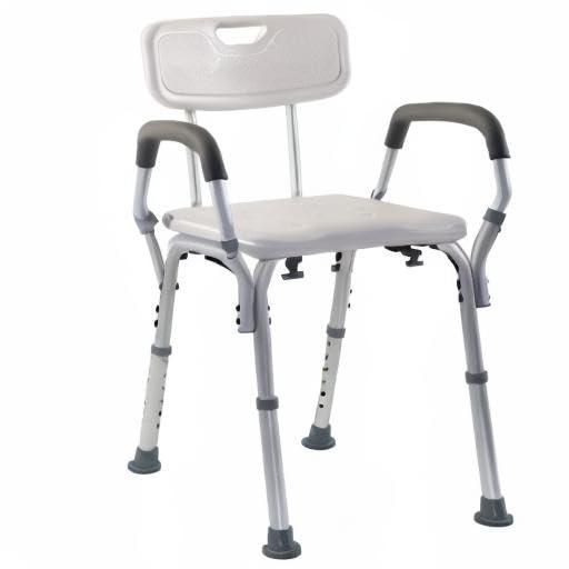 Essential Medical Supply Essential Medical Supply Height Adjustable Shower and Bath Bench with Padded Arms, Contoured Back and Textured Shower Chair Seat B3011