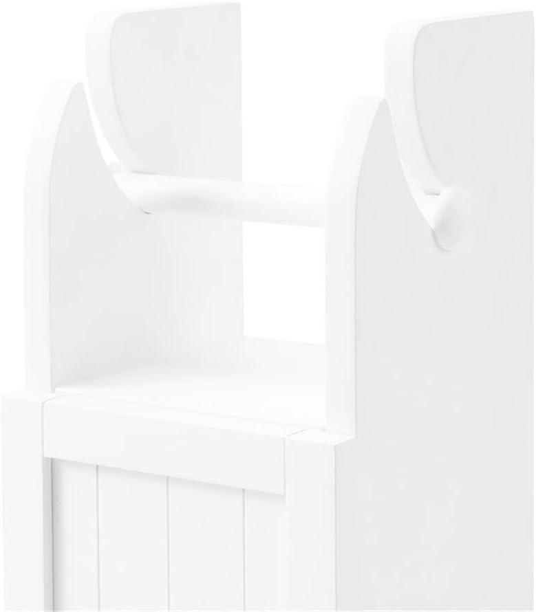 White Wood Bathroom Storage Cabinet with Toilet Paper Dispenser