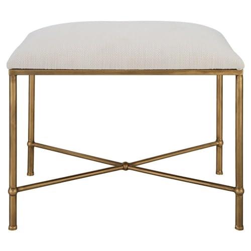 Uttermost Avenham 24" Wide White Fabric Accent Bench