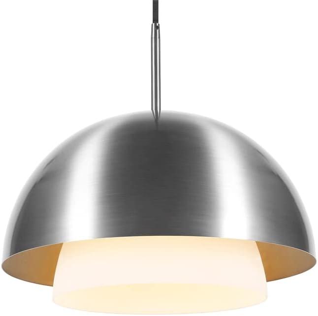 Henn&Hart 15" Brushed Nickel Metal/Glass Pendant