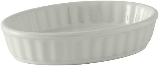 White Ceramic Oval Fluted 5 oz Serving Dish Set