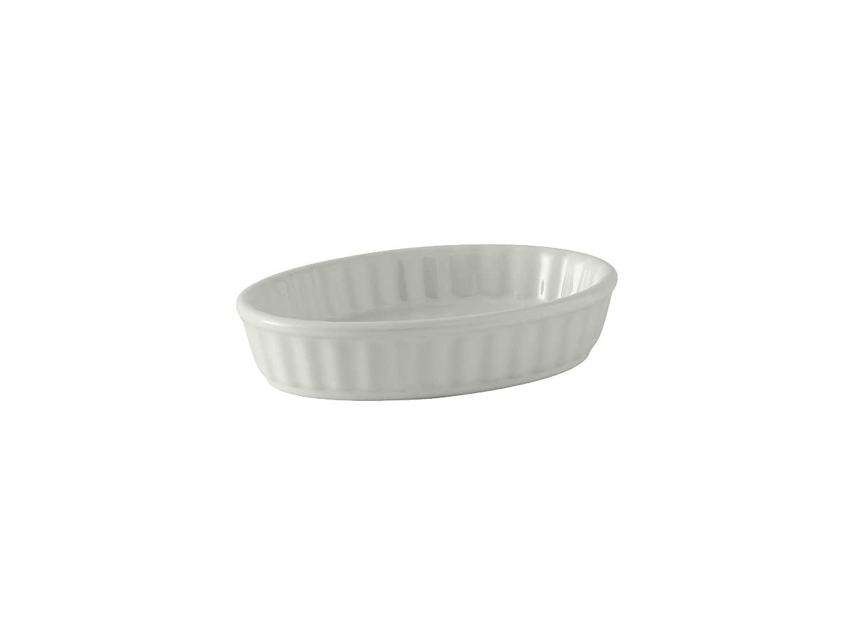 White Ceramic Oval Fluted 5 oz Serving Dish Set