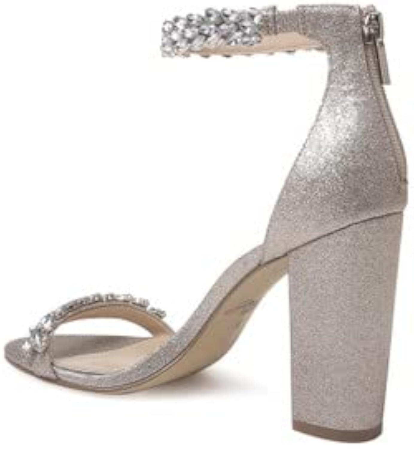 Mayra Evening Ankle Strap High Heel in Glittering Gold Satin