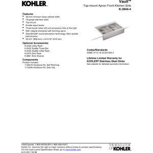 Vault™ 35.75" L x 24.3125" W Double Basins Farmhouse Kitchen Sink