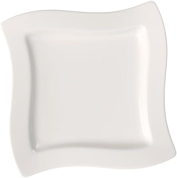 White Porcelain Square Microwave-Safe Salad Plate