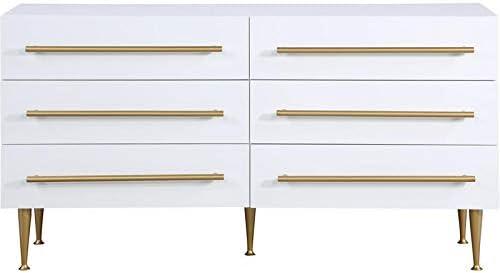 Marisol Mid-Century White Dresser with Brushed Gold Accents