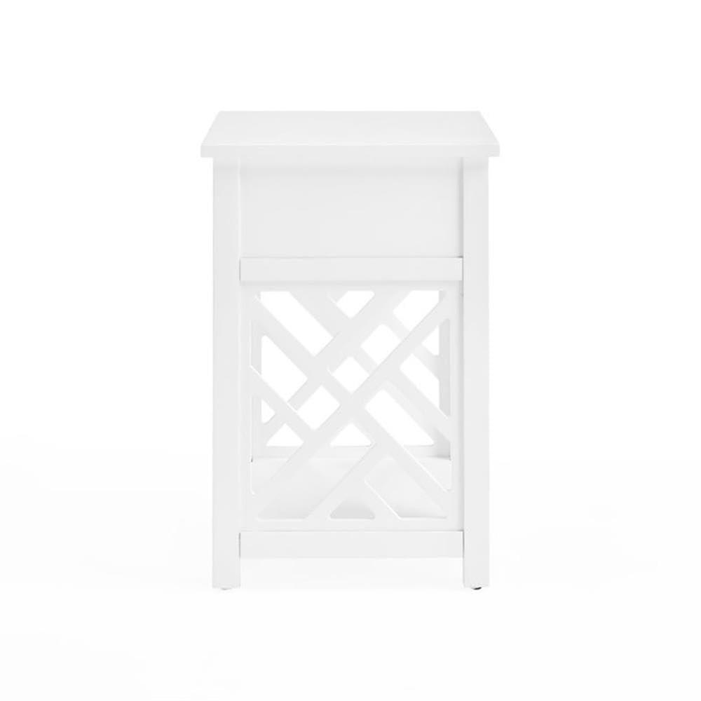 Alaterre Coventry Wood End Table with Drawer and Shelf, White