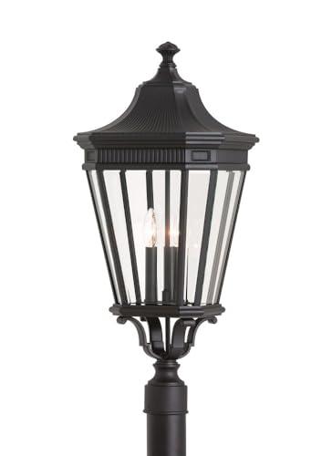 Feiss OL5408BK Cotswold Lane Outdoor Post Lighting, Black, 3-Light (12"W x 28"H) 180watts