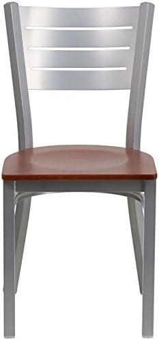 Flash Furniture Silver Slat Back Metal Restaurant Chair