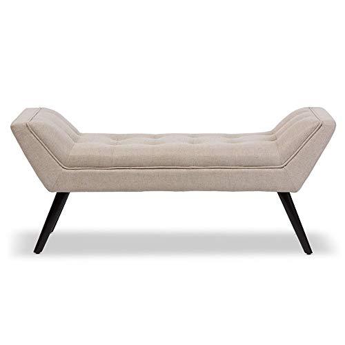 Tamblin Mid-Century Modern Retro Linen Fabric Upholstered Grid - Tufting 50" Bench - Beige - Baxton Studio: Plywood Frame, Polyester Upholstery