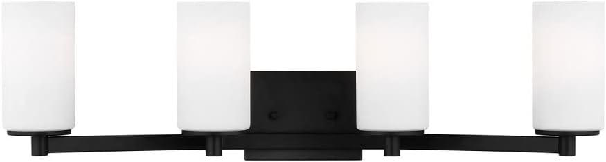 Midnight Black 29" Vanity Light with Etched Glass Shades