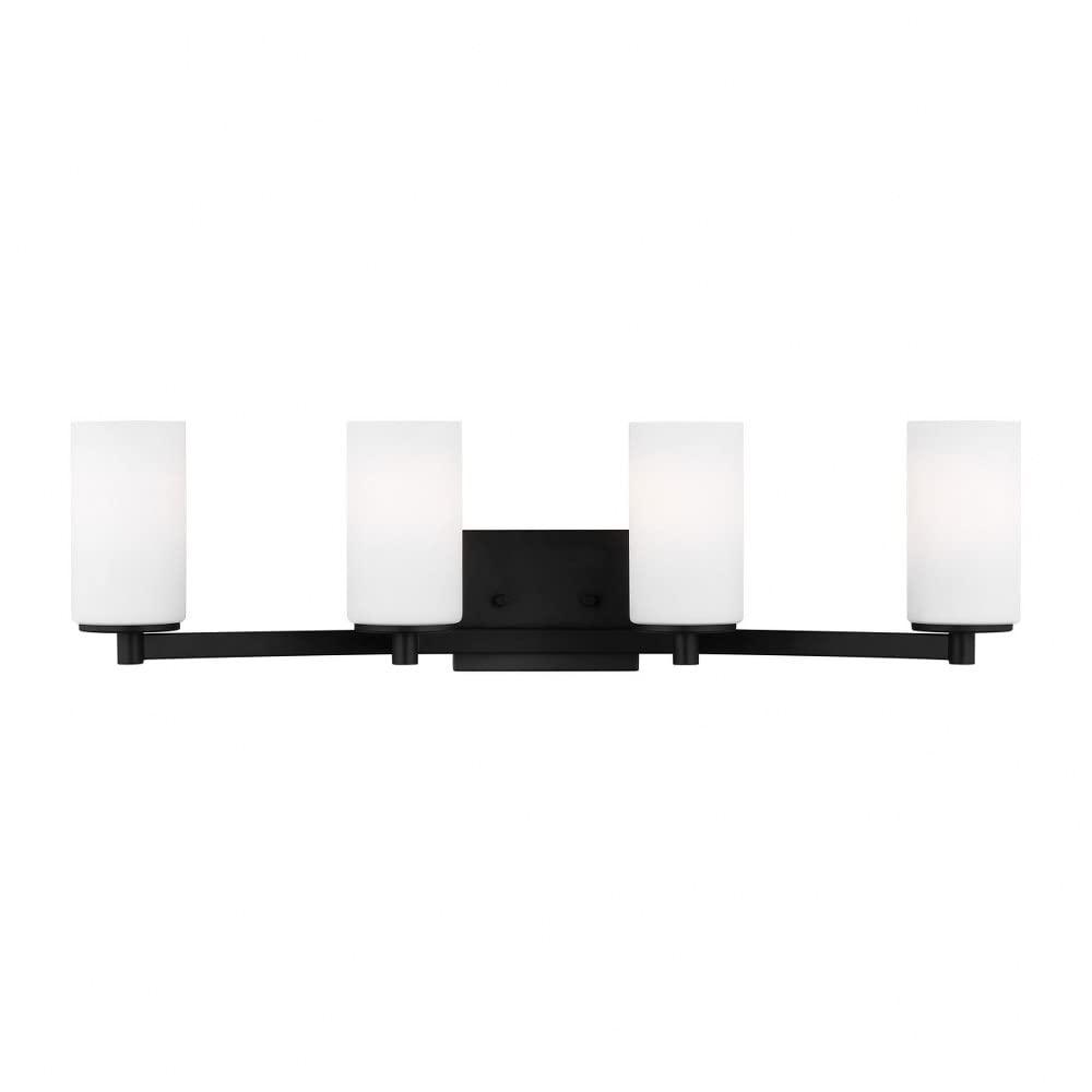 Midnight Black 29" Vanity Light with Etched Glass Shades