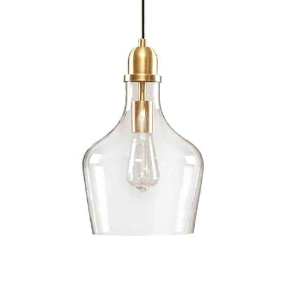 Ink+Ivy 9"x95.5" Auburn Bell Shaped Hanging Glass Simple Industrial Pendant Light Gold: Modern Ceiling Fixture, 60W E26, Adjustable Height