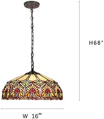 RADIANCE Goods Tiffany-Style 2 Light Floral Ceiling Pendant Fixture 18" Shade