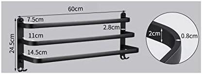 Black 24-Inch Wall Mounted 3-Tier Towel Rack