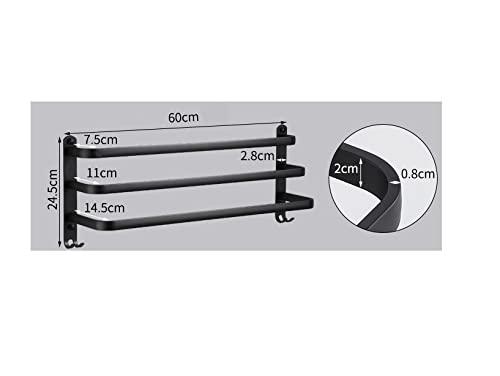 3 Tier Towel Bar Wall Mounted Bath Towel Rack Towel Storage Shelf for Bathroom 24 inch / 60 cm Towel Holder Towel Rail Towel Hanger