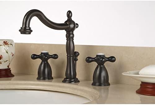 Kingston Brass Heritage Two-Handle 3-Hole Deck Mount Widespread Bathroom Faucet with Pop-Up Drain