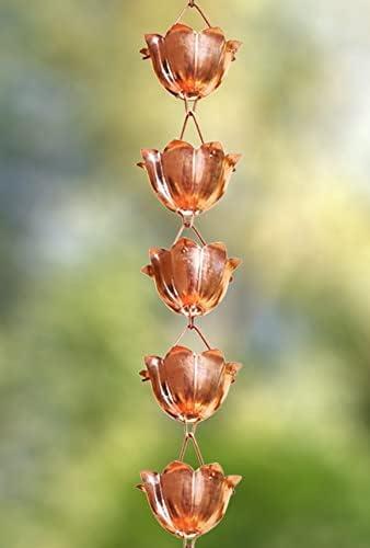 Monarch Rain Chains Pure Copper Lotus Cup Rain Chain Replacement Downspout for Gutters