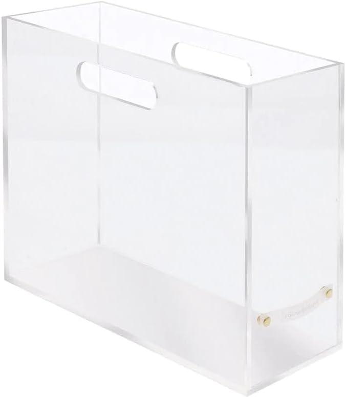 RUSSELL + HAZEL Acrylic File Box Slim: Clear Desk Organizer, Office Supplies, File Holder, 10" H x 12.25" D x 4.5" W