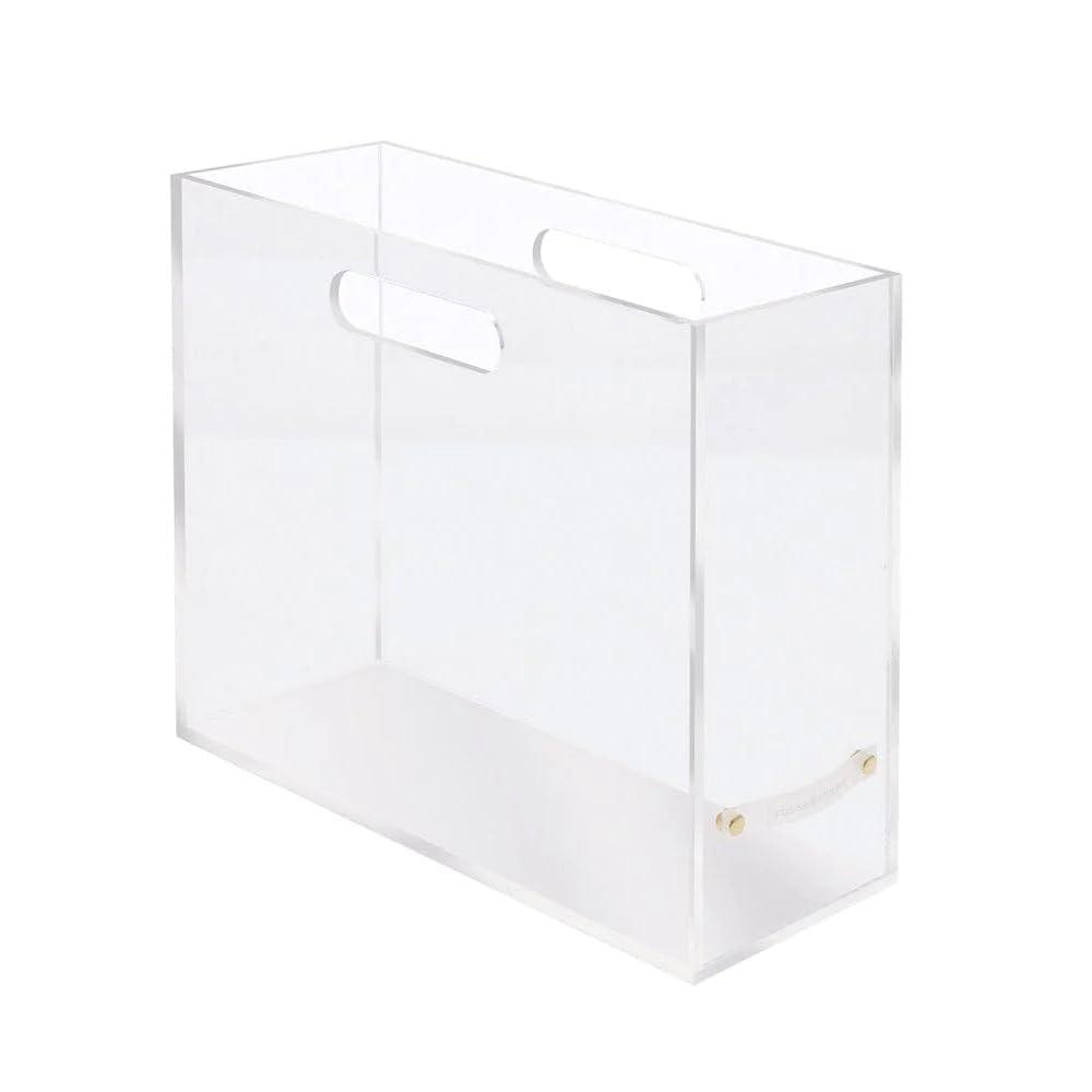 RUSSELL + HAZEL Acrylic File Box Slim: Clear Desk Organizer, Office Supplies, File Holder, 10" H x 12.25" D x 4.5" W