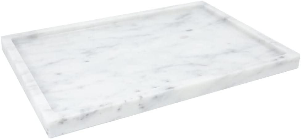 White Polished Marble Serving Tray for Home Decor