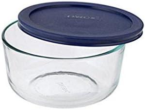 Pyrex 6 in. Round Glass Dish with Lid Blue/Clear