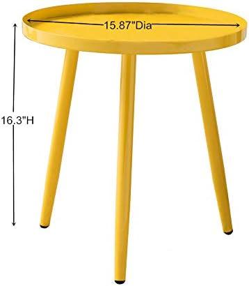 KB Designs - 3 Legs Modern Metal Round Side Sofa End Table, Yellow