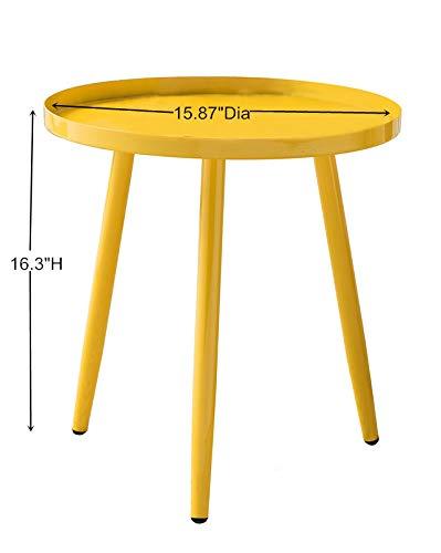 KB Designs - 3 Legs Modern Metal Round Side Sofa End Table, Yellow