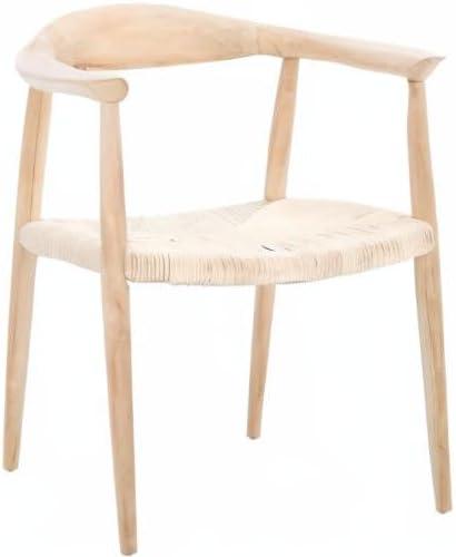 SAFAVIEH Volta Foc Twist Accent Chairs, Unfinished Natural Teak/Natural Foc Twist (24.8 in. W x 18.9 in. D x 30.7 in. H)