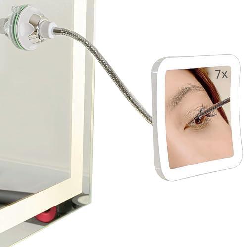 SunplusTrade Makeup Mirror with LED Lights and Magnification, Portable Cordless Design for Home and Travel with Flexible Gooseneck to Adjust to Any Position Easily