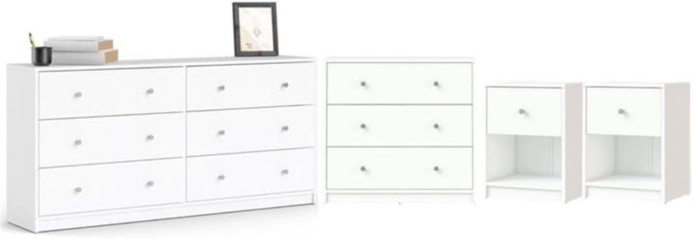 Home Square 4 Piece Bedroom Set With Dresser, Chest and 2 Nightstands in White