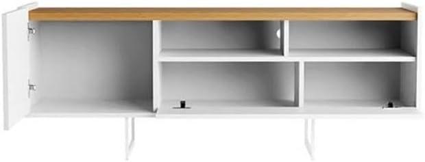 Winston TV Stand for TVs up to 50" White/Cinnamon - Manhattan Comfort: Mid-Century Design, Open & Concealed Shelving