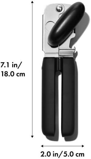 Black Stainless Steel Can Opener with Ergonomic Handle