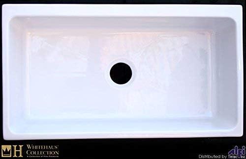 Whitehaus Collection 36" Reversible Single Bowl Fireclay Kitchen Sink: 2-1/2” Lip, 2” Lip Front Apron