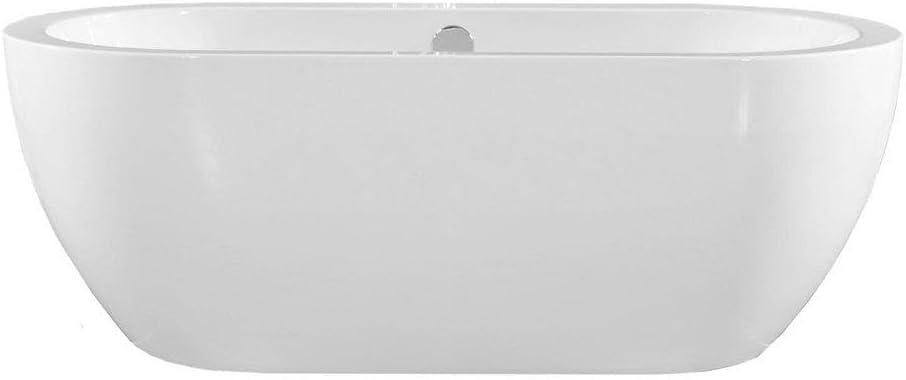 White Acrylic 67" Freestanding Soaking Tub with Center Drain