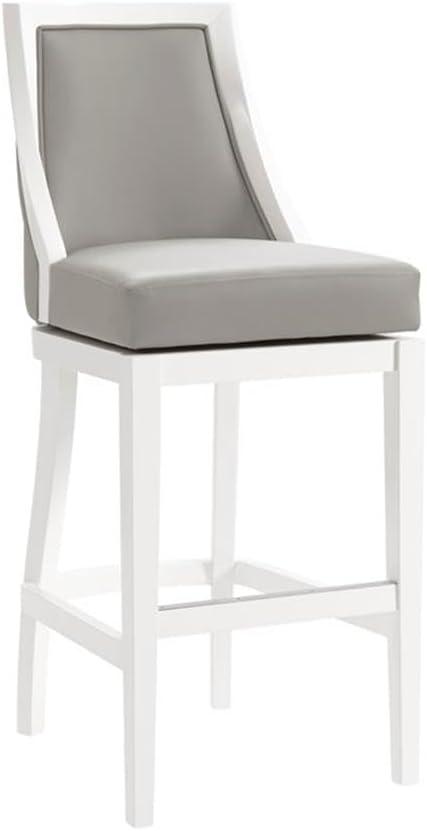 Alaterre Ellie Upholstered Swivel Bar Stool Chairs with Padded Seat and Back, Rubberwood Frame with Metal Kick Plate