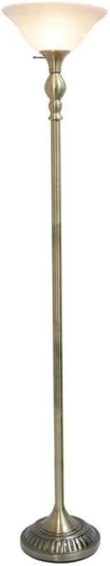 1-Light Classic Torchiere Floor Lamp with Marbleized Glass Shade - Lalia Home