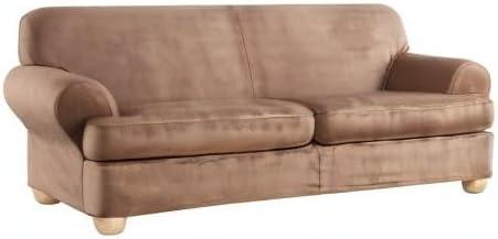 Ultimate Heavyweight Stretch Faux Suede 2 Separate T-Cushioned Sofa Slipcover