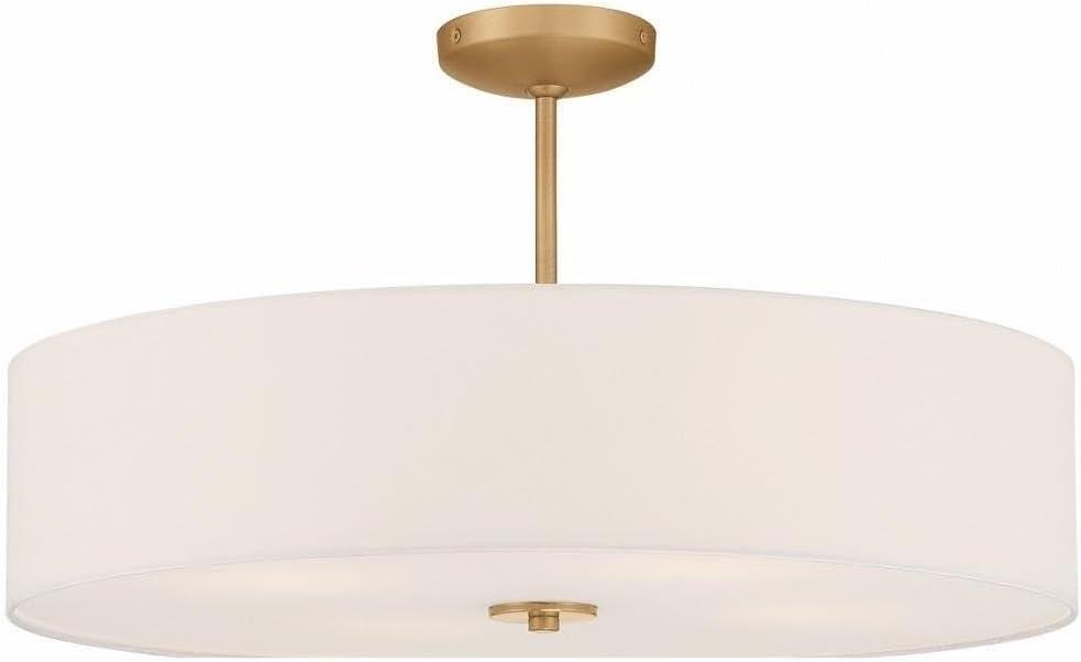 Transitional 24" Brass Drum LED Ceiling Light