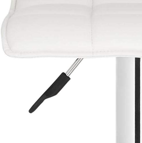 Lamita White Adjustable Swivel Bar Stool with Chrome Base