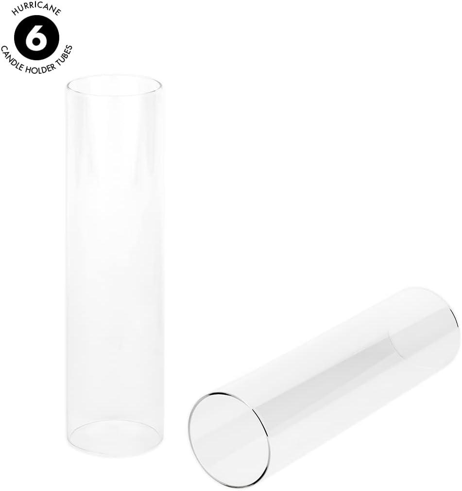 Clear Tall Glass Hurricane Candle Holders Set of 6