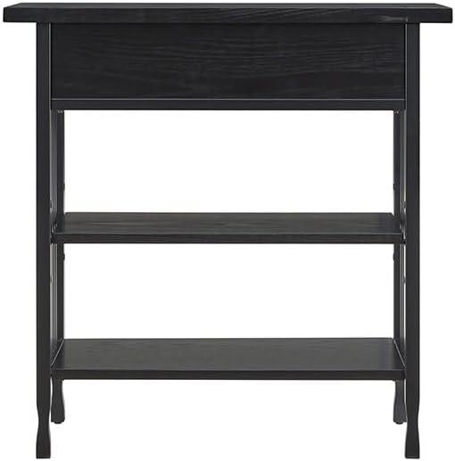 Leick Home 11261-BK Ironcraft Rustic Foyer Bookcase with Drawer Storage in Black Wash