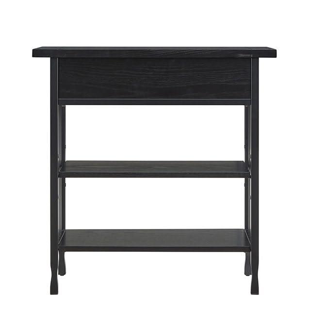 Leick Home 11261-BK Ironcraft Rustic Foyer Bookcase with Drawer Storage in Black Wash