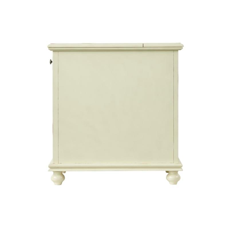 Chairside Table with 1 Drawer and 1 Trellis Door, Antique White- Saltoro Sherpi