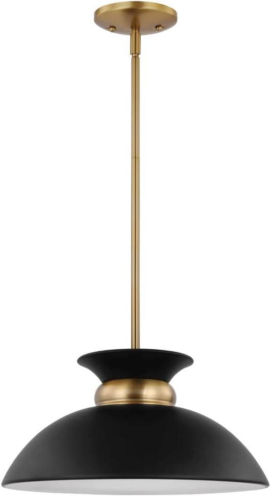 Nuvo Lighting 60/7460 Perkins 15" Wide Pendant - Matte Black / Burnished Brass