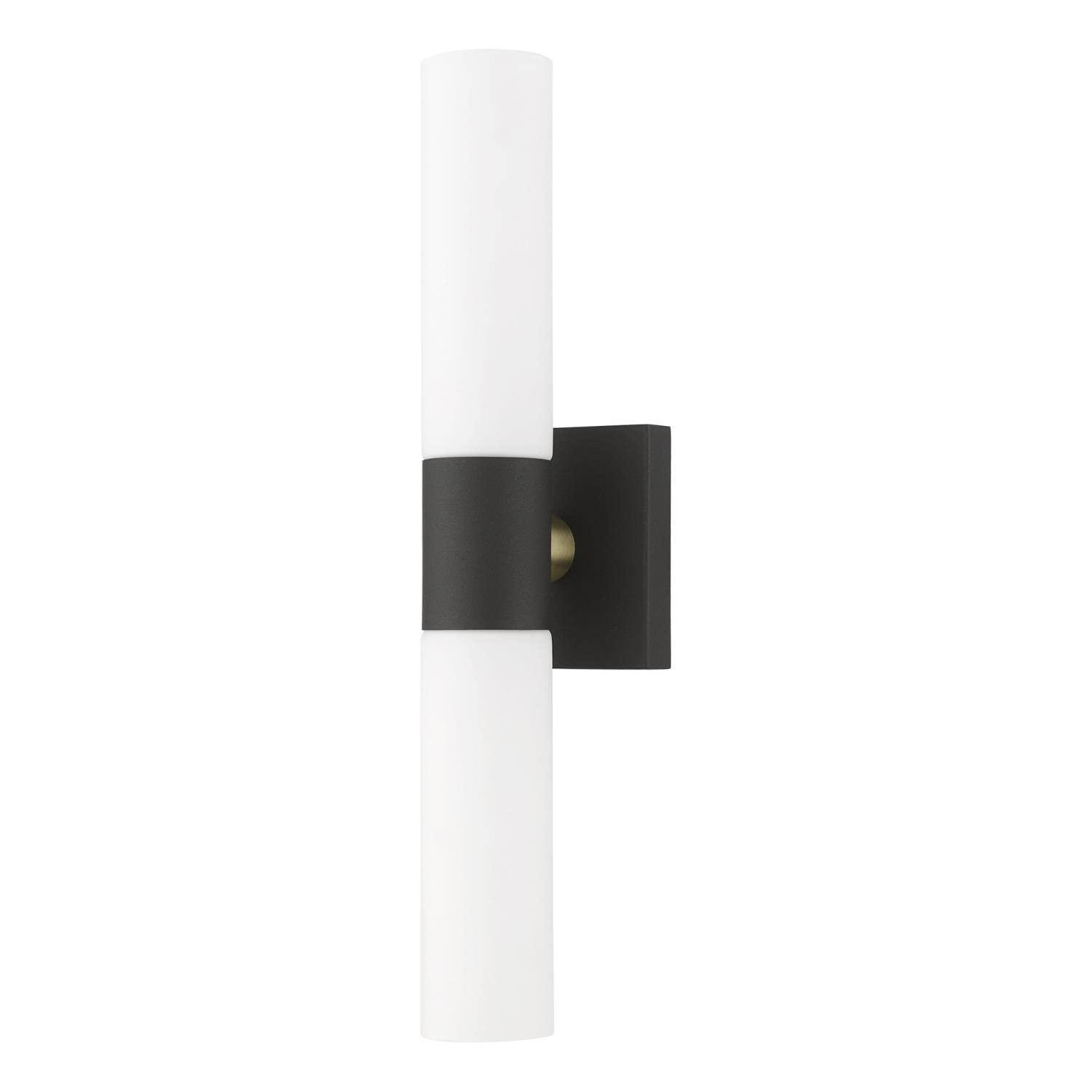 Livex Lighting Aero 2-Light Twist Lock Metal ADA Vanity Sconce in Textured Black