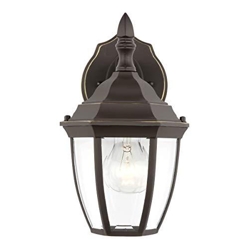 Bakersville 6.5 in. 1-Light Antique Bronze Traditional Outdoor Wall Lantern Sconce with Clear Beveled Glass Panels