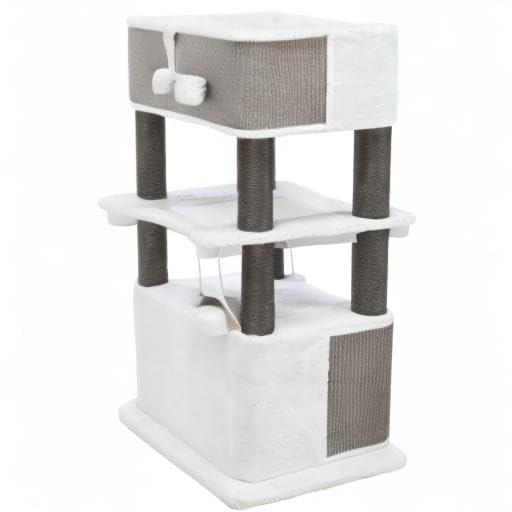 TRIXIE TRIXIE Lucano 43.3" XXL Cat Tree - Sisal Scratching Posts, Plush Covered House, Cat Beds, Platforms, Two Hanging Toys